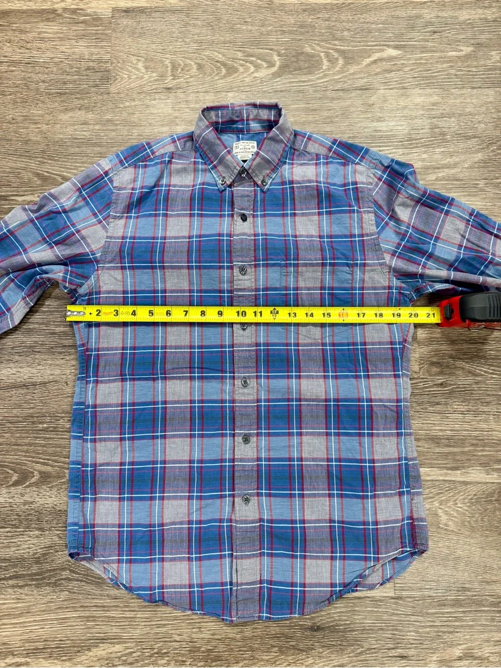 J.Crew Men’s Small Blue Red Plaid Cotton Button-Down Shirt Tailored Fit